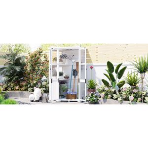 TOPMAX 63 ''Hauteur Assemblage Jardin Armoire De Rangement En Bois Abri De Stockage D'outils En Plein Air Mini Serre Cadre Froid Toit Étanche - Product Image 1