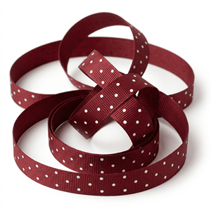 ริบบิ้นโกรเกรนลายจุดสีขาวเบอร์กันดีขนาด 6 มม. จากนีลคามัล อินดัสทรีส์ ขายส่งสำหรับทำโบว์ติดผม งานฝีมือ บรรจุภัณฑ์ และงานเย็บผ้า - Product Image 1