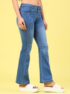 Women's <b>Boot</b> Cut Jeans Latest Design & Fashion New Style Knee Length Vintage Eco-Friendly Cotton Denim Collection - Product Image 3