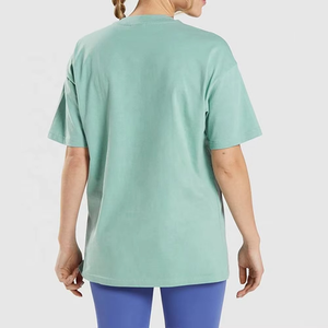T-shirt à manches courtes à col rond surdimensionné pour femmes, couleur unie, coupe ample, tricoté, imprimé logo, à porter toute l'année - Product Image 2