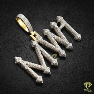 Luxury Arrow Style Name <b>Chain</b> <b>Iced</b> <b>Out</b> Lab Grown Diamond Pendant Hip Hop Statement Jewelry - Product Image 1