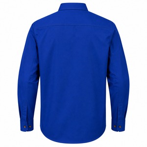 Camisa FR de Manga Larga de Algodón Azul Liso 2026 con Bolsillos en el Pecho, Transpirable, Ajuste Regular, Unisex, Ropa de Trabajo, Cuello Camisero, Serigrafía - Product Image 2