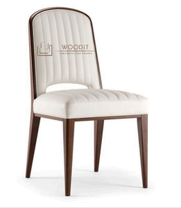 2026 New Modern 100% Solid Wood Dining Chair Nordic Style Genuine Leather Upholstered Seat <b>Backrest</b> For Restaurant Bedroom Study - Product Image 3