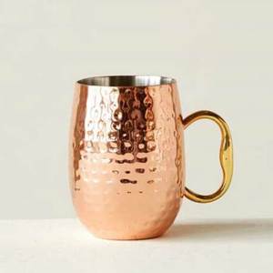 Handcrafted <b>Copper</b> <b>Mug</b> With Hammered Finish Vintage Style Handle Drinkware - Product Image 1