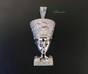 Colgante de Faraón Egipcio en Plata 925 con Baño de Oro de 18K, con Diamantes Redondos Brillantes Cultivados en Laboratorio, Amuleto Unisex de Lujo - Product Image 5