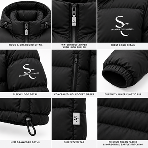Veste matelassée à capuche unisexe noire personnalisée, imperméable et respirante, style streetwear, manteau d'hiver oversize, fournisseur en gros de marques privées - Product Image 4