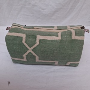 Women's Handmade Geometric Pattern Cotton Dhurries Makeup Toiletry <b>Bag</b> Zipper Closure Chains Decoration Eco-Friendly Travel - Product Image 5