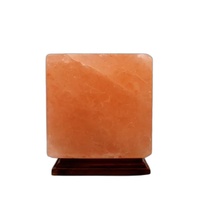 Lampe en sel rose de l'Himalaya naturel de haute pureté, en forme de cube carré, lumière de chevet décorative