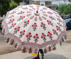 Sombrilla Decorativa India con Estampado de Bloques para Jardín, Parasol para Exteriores, para Cafetería, Restaurante, Hotel, Uso en Patio, Ecológica, B2B - Product Image 3