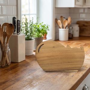 Natural Suar Wood Cat <b>Shape</b> Cutting Board Food Grade Large Animal Chopping <b>Block</b> Non Varnished Wooden Slicing Plate Bali Kitchen - Product Image 4