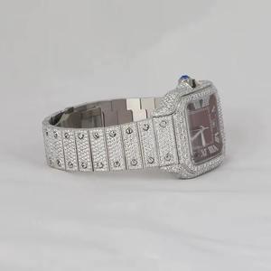 Luxury Unisex Alloy Stainless Steel Sapphire Crystal Diamond Watch Square <b>Red</b> Dial Roman Numeral Analog Quartz Movement Hidden - Product Image 3