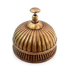 <b>Vintage</b> Solid Brass Service <b>Desk</b> Bell Floral Engraved Antique Hotel Reception Counter Call Bell Office Restaurant Home Decor - Product Image 6