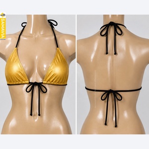 Top de Bikini Triangular Personalizado Samavia para Mujer, con Tirantes Cruzados, Aro y Copa Completa, Estampado Floral, de Nailon y Spandex de Secado Rápido - Product Image 2