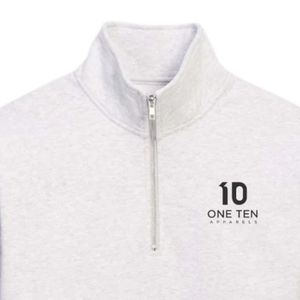 เสื้อสเวตเชิ้ตผู้ชายแบบซิป ¼ ตัว สีเทาเฮเธอร์ ผ้าฟลีซพรีเมียม แขนยาว สวมใส่สบาย อุ่นสบาย สไตล์สตรีทแวร์ - Product Image 3