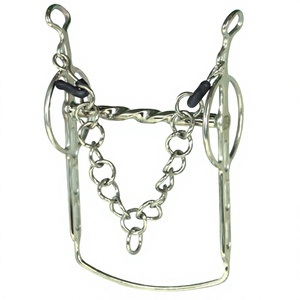 Mors de cheval en acier inoxydable avec bouche torsadée et design à maillons de chaîne pour l'équitation, mors en argent allemand - Product Image 1