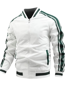 Veste varsity noire pour homme avec bordure jaune Coupe régulière Sans col Coupe-vent Polyester/Coton Style urbain Vêtement d'hiver - Product Image 3