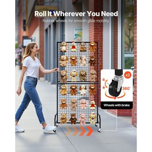 2 Pacchi di Pannelli a Griglia in Filo Metallico Nero 2,9 x 5,9 piedi, Espositore Mobile per Arte con 10 Ganci, Scaffale Espositivo Facile da Spostare - Product Image 4