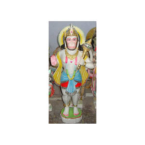 Statue de Lord Hanuman Ji avec Ram et Laxman en marbre blanc de haute qualité, fabriquée à la main, élégante et magnifique, pour le culte dans les temples - Product Image 2