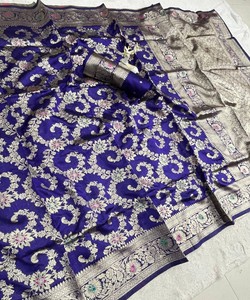 Modern Silk Saree With Mina Zari Weaving Border Work Unstitched Blouse Women Wedding Party Wear 85313 SHUBH-SF-1106 - Product Image 3