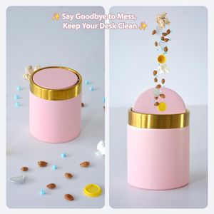 Mini Metal Swing Top Trash Can Lid for Desk Car Office or Kitchen <b>Small</b> Countertop Waste Bin - Product Image 2