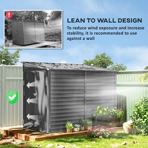 4.6FT X 9FT Outdoor Storage Shed Dark Gray Metal Lean-to <b>Foundation</b> Kit Lockable Doors Gloves for Patio Lawn for Backyard Use - Product Image 5