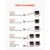 800W RMS MAX Monoblok Araç Ses Amplifikatörü 12V 1 Kanallı D Sınıfı Uzaktan Kumandalı Subwoofer Seviye Kontrolü ile Kararlı 1/2/4 Ohm