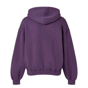 Sudadera con Capucha de Forro Polar para Mujer, Color Morado, Manga Larga, Color Sólido, Estilo Holgado, Informal, para Otoño, con Bolsillos, Transpirable - Product Image 5