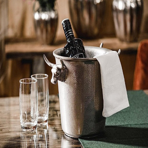 Seau à glace en aluminium moulé, refroidisseur à champagne, refroidisseur à vin tête de taureau, refroidisseur de bouteilles, refroidisseur à champagne, refroidisseur de boissons, aluminium - Product Image 2