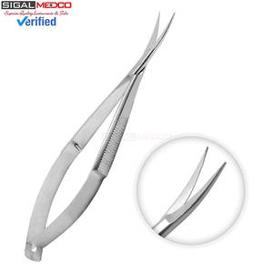 Juego de 3 Tijeras Manuales Micro Iris Castroviejo de 4.5 Pulgadas, Hojas Rectas, Curvas y Anguladas, Extra Afiladas, con Mecanismo de Resorte, Quirúrgicas, Certificadas por la CE - Product Image 3