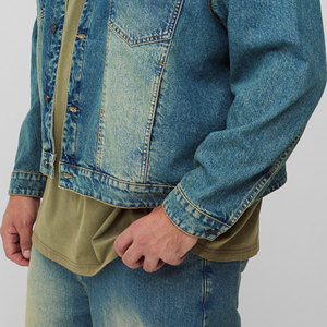 Quality Casual Embroidered Windproof Oversized Drop Shoulder Denim <b>Jeans</b> <b>Jacket</b> for Men Distressed <b>Black</b> 100% Cotton Winter - Product Image 4