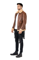 Blouson en cuir de mouton et bombardier doux pour homme, veste en fourrure, personnalisé, à la mode, vente en gros, 2021