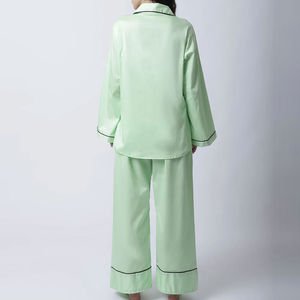 Conjuntos de Pijamas de Seda/Algodón Satinado para Mujer, Elegantes y Personalizados, Manga Corta, Ropa de Dormir y para Estar en Casa - Product Image 2