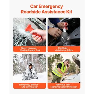 Kit per auto di emergenza da 32 pezzi Kit di pronto soccorso medico per veicoli strumenti essenziali di emergenza - Product Image 6