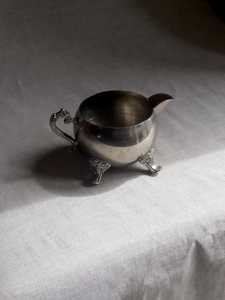 Patinated <b>silver</b>-plated sugar bowl and creamer – Antique <b>tea</b> <b>set</b> – Vintage duo - Product Image 4