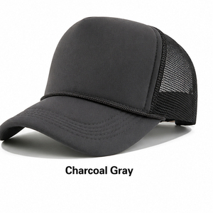 Gray Mesh Trucker Cap 6-Panel Adjustable Unisex Casual <b>Hat</b> Spring <b>Summer</b> Solid Color - Product Image 6