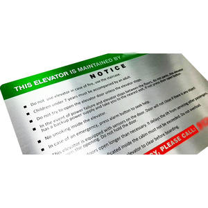 Letrero de Aluminio Cepillado para Ascensor, Placa Metálica con Impresión Offset, Resistente a los Rayos UV, Esquinas Redondeadas, Impermeable, Placa de Identificación Adhesiva - Product Image 5