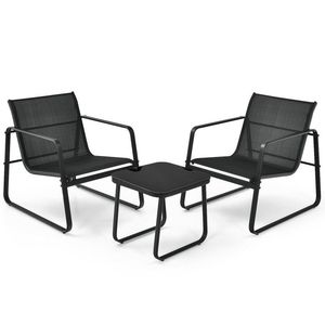 3-Piece Patio Bistro Furniture Set with Glass Top <b>Table</b> for <b>Garden</b> Deck - Product Image 1