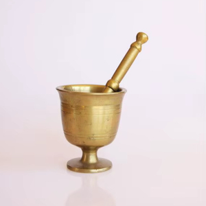 Classic Handmade Brass Mortar And Pestle Set For <b>Grinding</b> Spices Herbs Seeds And Preparing Fresh <b>Paste</b> - Product Image 1