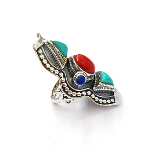Handcrafted 925 Silver Vintage Multi Stone Coral, <b>Turquoise</b> <b>Ring</b> for Unisex Everyday Wear - Product Image 3