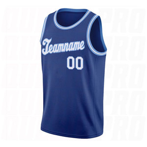 Custom Royal White <b>Light</b> Blue Round <b>Neck</b> Rib Knit Basketball Jersey Breathable Quick Dry Sublimation Printed Basketball - Product Image 2