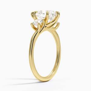 Anillo de Diamantes Cultivados en Laboratorio, Corte Pera, Tres Piedras, Oro 14K/18K, Diamante Redondo, Anillo de Compromiso/Boda, Joyería Fina de Lujo, Delilah All - Product Image 2