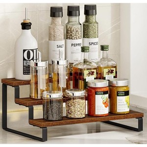 Exhibidor Minimalista de 3 Niveles de Madera de Mango |   Organizador de Cocina al por Mayor - Product Image 1