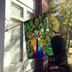 Bandera de Casa de porche Multicolor grande, diseño de pavo real, pancarta de patio, ilustraciones para colgar en la pared, manga de poliéster, poste decorativo para múltiples - Product Image 2
