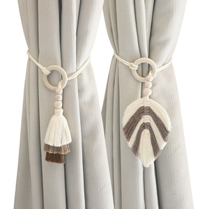 Hemasa Fashions Bohemian Wood Tassel <b>Curtain</b> Tieback Handmade Rope <b>Holdback</b> Ring 46cm Beijing Home Decor Accessory Poles - Product Image 5