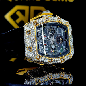 Venta al por Mayor de Relojes de Lujo Nuevos con Movimiento Automático de Cuarzo, Resistentes al Agua, VVS, Unisex, con Correa Cuadrada de Acero Inoxidable y Diamantes Moissanite - Product Image 1