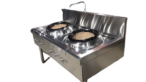 1 año de garantía Máquinas de cocina de 2 quemadores a gas y eléctricas 120W/220V Wok 1-cc 2 ventiladores para hoteles y cocinas comerciales - Product Image 4