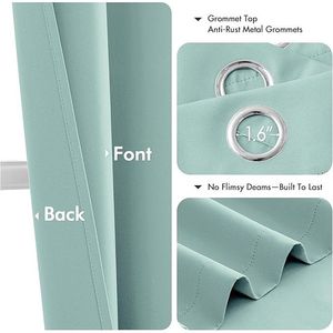 Tende Oscuranti Termoisolanti Aqua Solid con Occhielli, Lunghe 63 Pollici, Nere, per Camera da Letto e Soggiorno, 2 Pannelli, Tende Oscuranti per Ambienti - Product Image 2