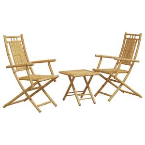 Conjunto de Bistro de Bambú Natural de 3 Piezas, Muebles Plegables para Patio - Product Image 2