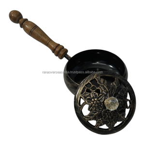Luxury Iron <b>Incense</b> Burner Antique Style Wooden Handle <b>Incense</b> <b>Holder</b> for Aromatherapy Meditation and Prayer - Product Image 1