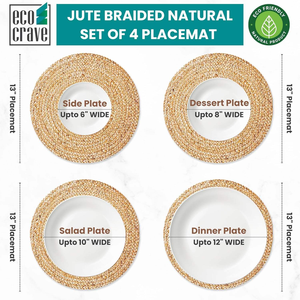 Sets de table ronds classiques en jonc de jacinthe naturel tressé, résistants à la chaleur, pour l'extérieur - Product Image 4